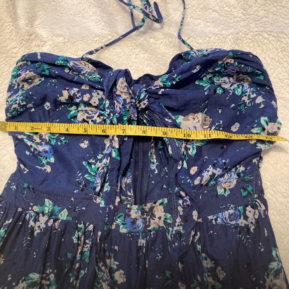 Boho Navy Blue Floral Front Knot Twist Dress| Here come the Sun Sz 8 - Picture 12 of 16